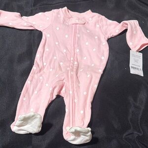 Carter's Pink and White Polka Dot Footie